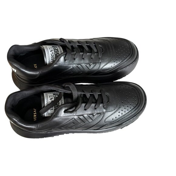 Versace 1008124, Mens Greca Black Leather Low Top Logo Sneakers EU 40, 45.5, 46 - Picture 11 of 13